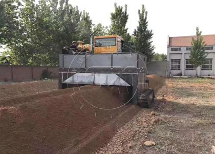 crawler windrow compost turner working site