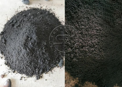 manure material before ＆after crushing
