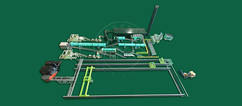 Large scale rotary drum chicken waste processing machine layout