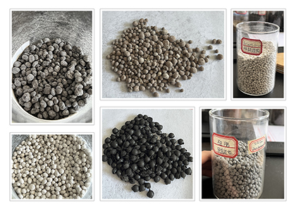 Various fertilizer pellets after screening
